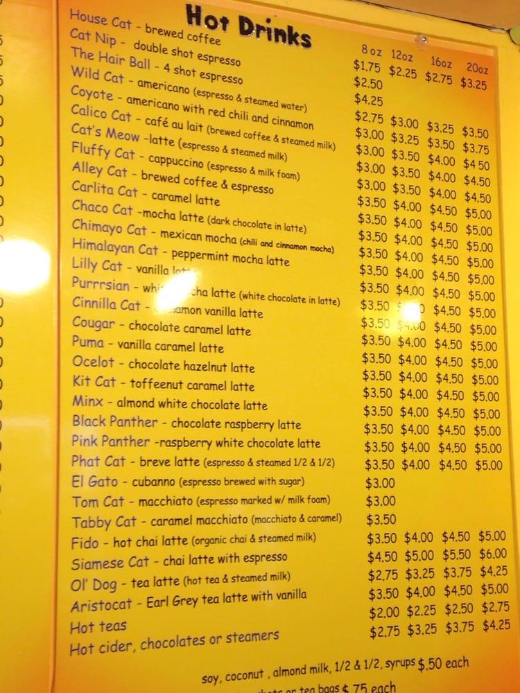 Menu at Coffee Cats pub & bar, Taos, 124 Bent St F