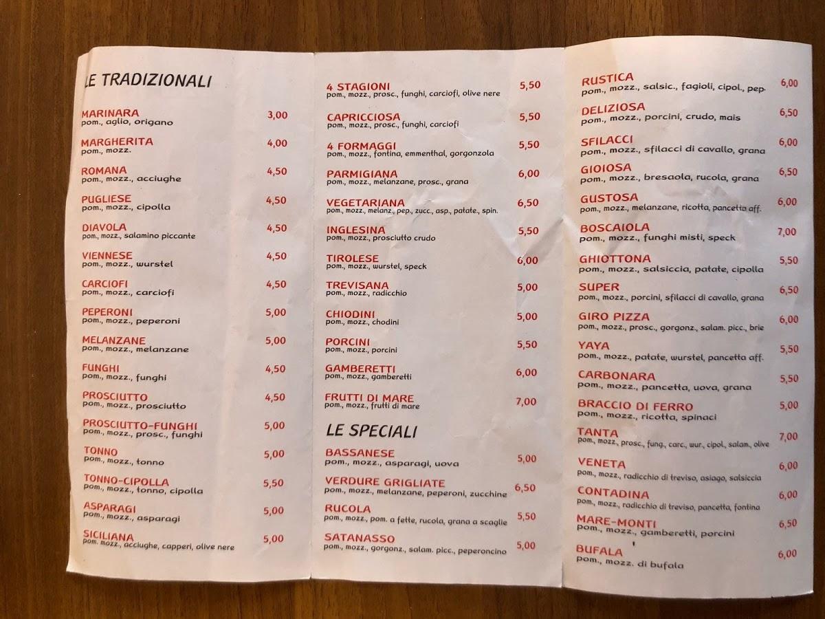 Menu da Giro Pizza Di Turato Massimiliano pizzeria, Montegrotto Terme