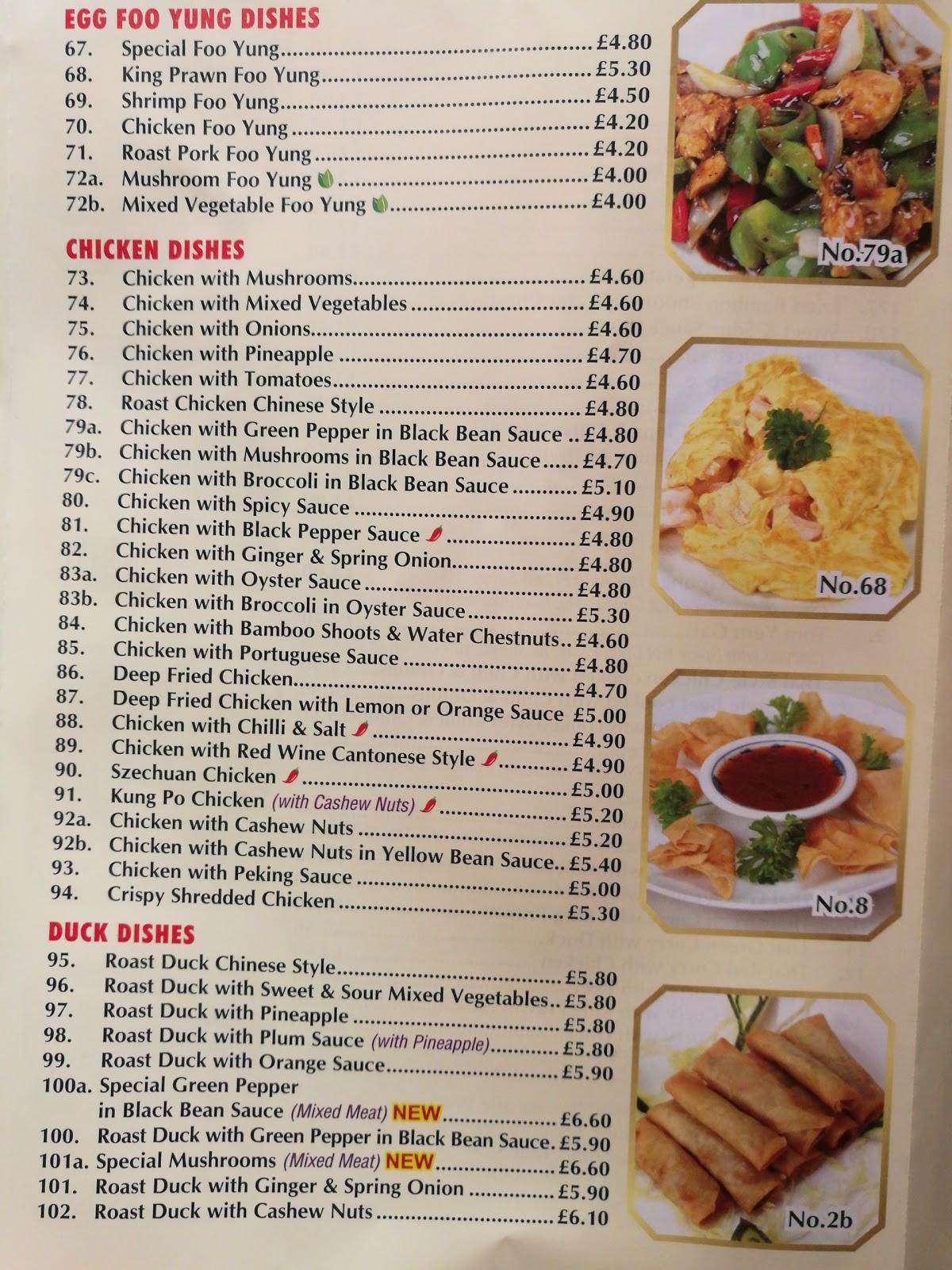 Menu at Hai Yang fast food, Aberystwyth