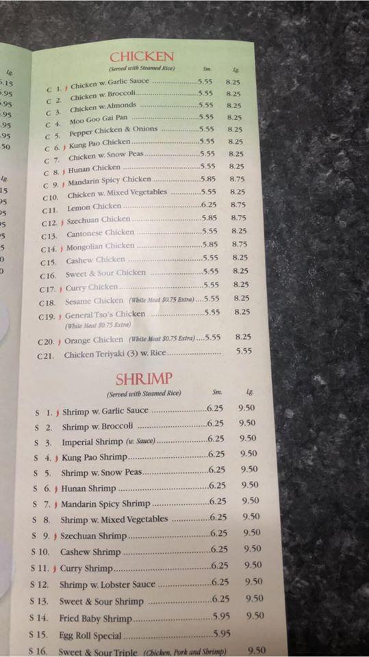 Menu at Charlie's place restaurant, Ahoskie