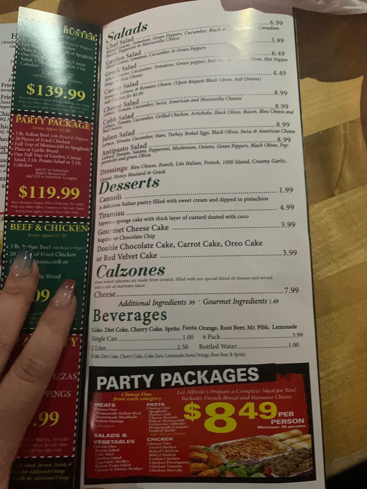 Menu at Alfredo's Pizza & Pasta pizzeria, Lake in the Hills