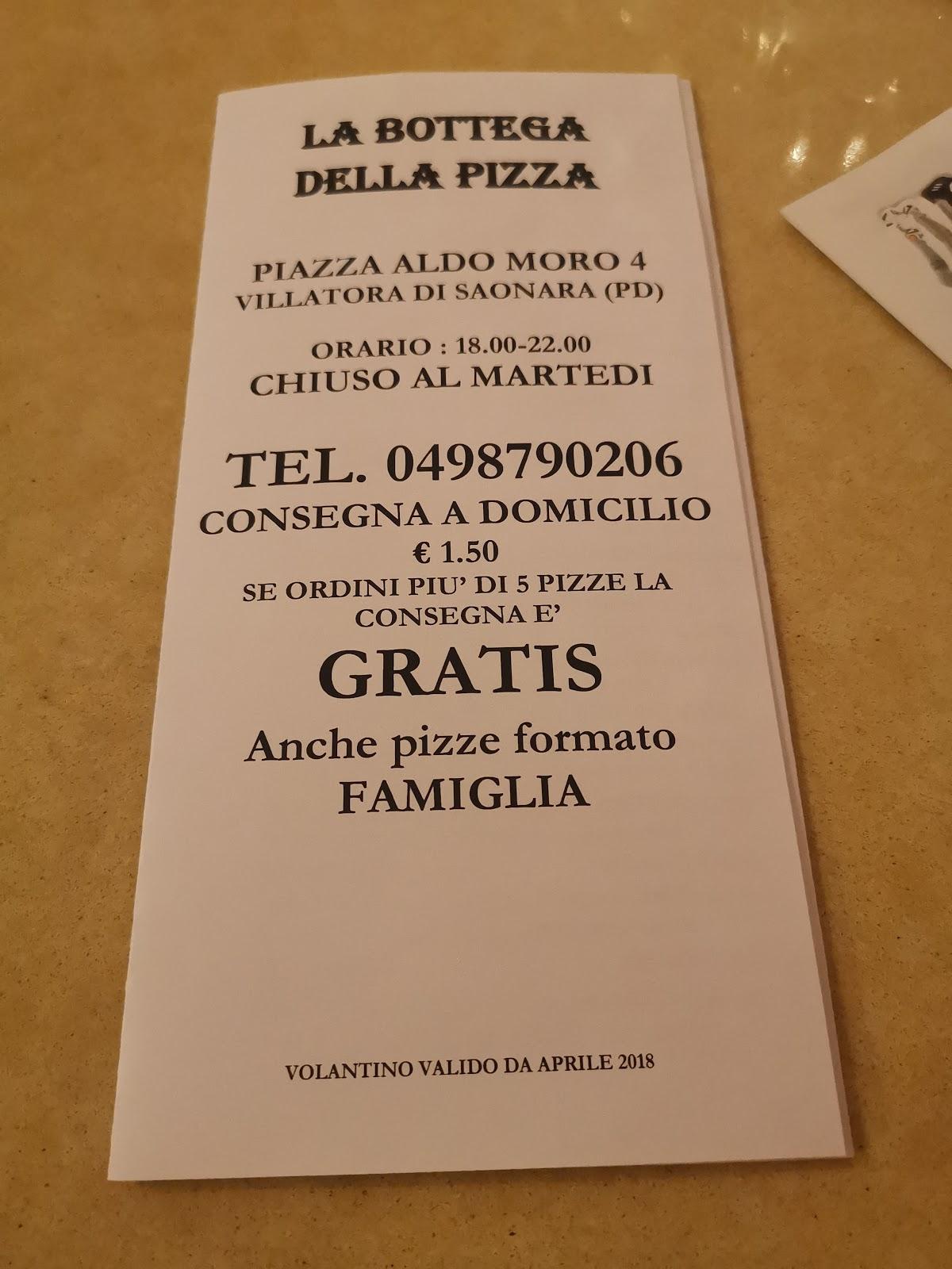 la bottega della pizza menù