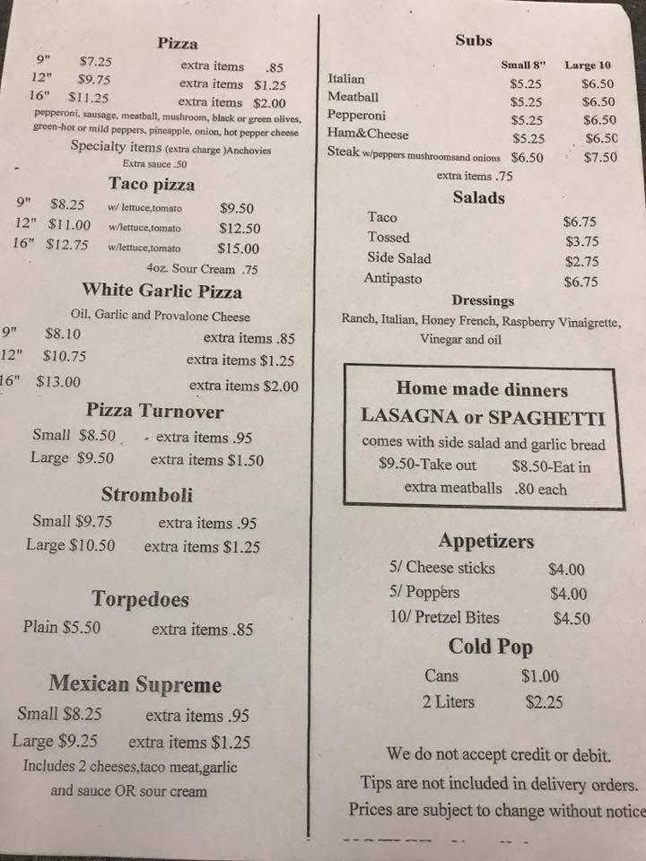 Menu at Franco's Pizzeria, Conneaut, 570 State St