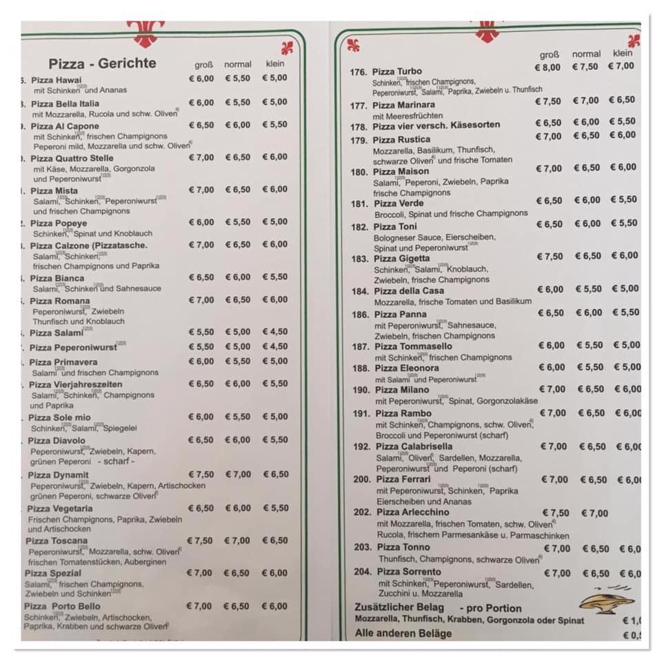 Speisekarte von Pizzeria Portobello, OberOlm