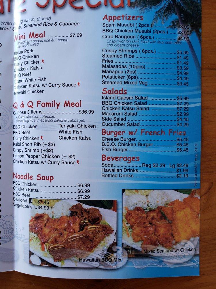 Menu At Q & Q Hawaiian B.B.Q. BBQ, Ventura