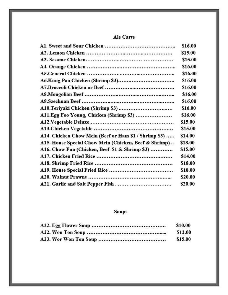 Menu at Thai House Restaurant, Redding