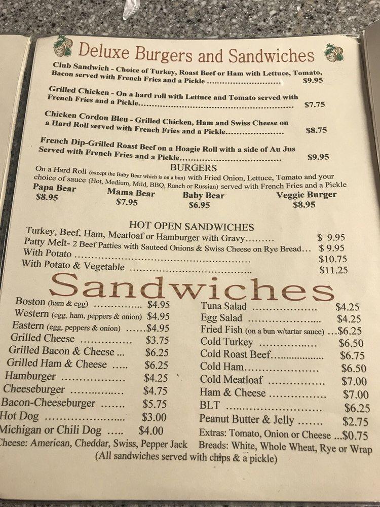 Menu at Black Bear pub & bar, Pottersville