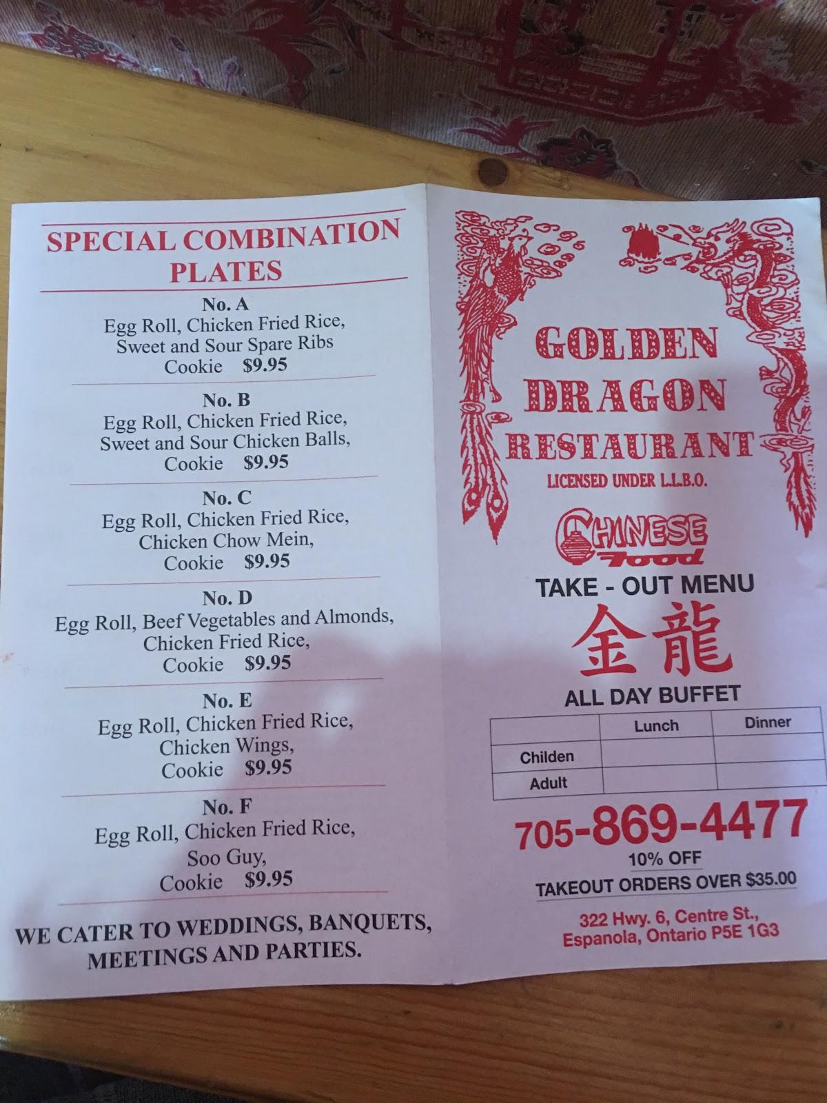 Menu At Golden Dragon Chinese Restaurant Take Out Espanola