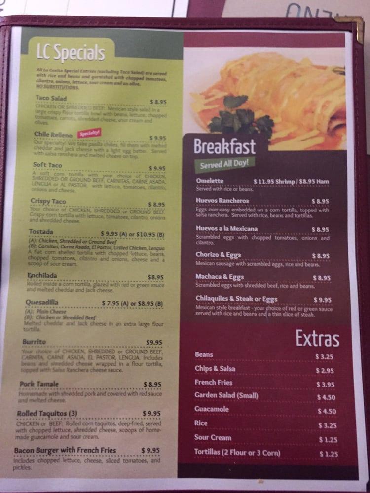 Menu at La Casita restaurant, IdyllwildPine Cove, N Circle Dr