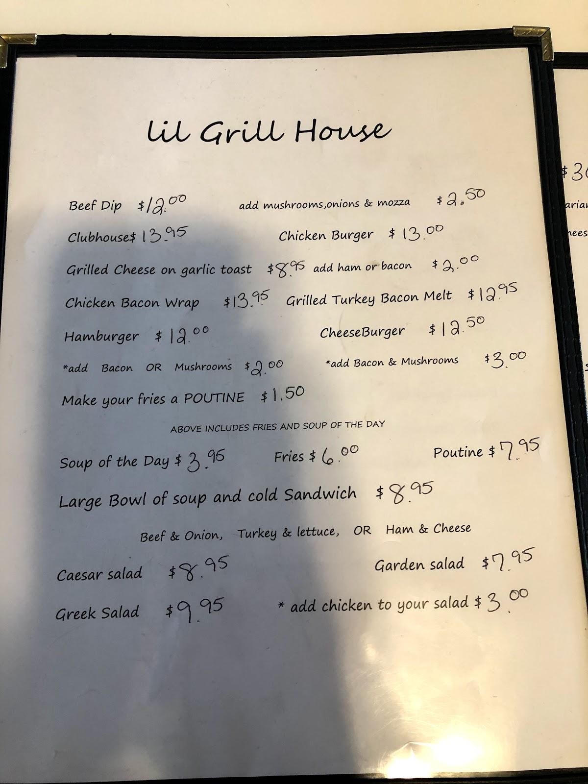 Menu at Lil Grill House restaurant, Saint Gregor