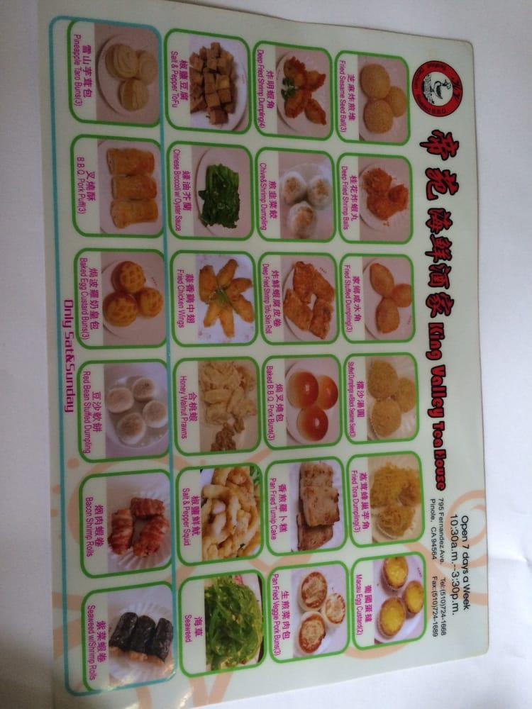 Menu at King Valley Tea House restaurant, Pinole