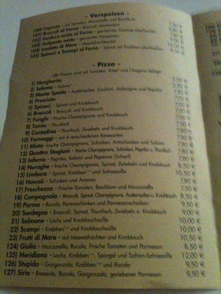 Speisekarte von Su Nuraghe pizza, Düsseldorf, Am Wehrhahn 69
