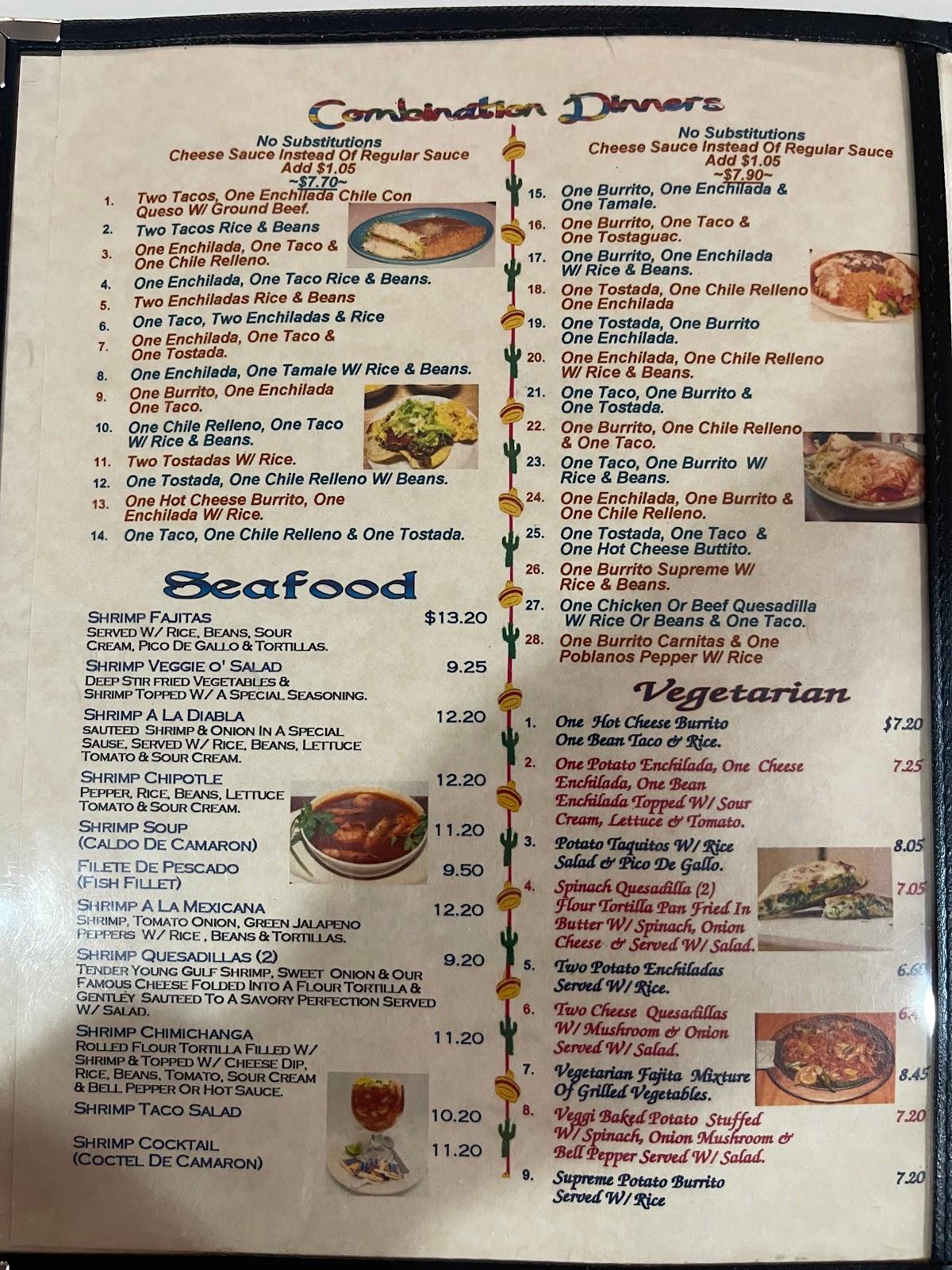 Menu at El Paso Mexican Restaurant, Princeton, US Hwy 70 E