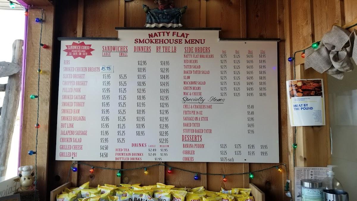 Menu at Natty Flat Smokehouse BBQ, Mineral Wells