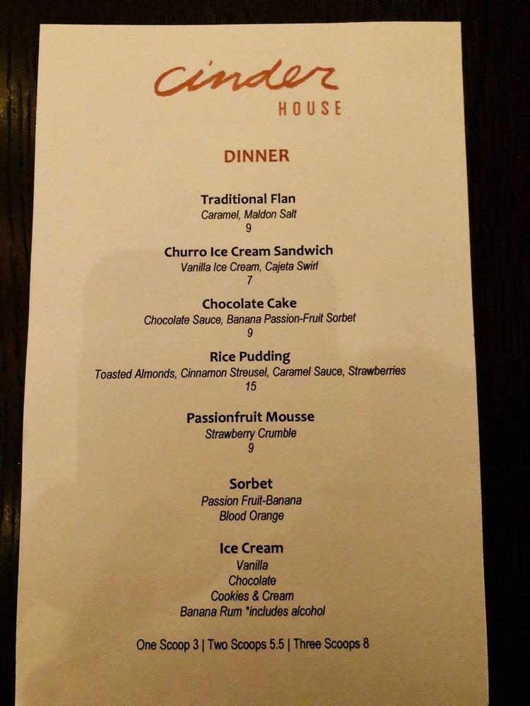 Menu at Cinder House and Bar, St. Louis, 999 N 2nd St