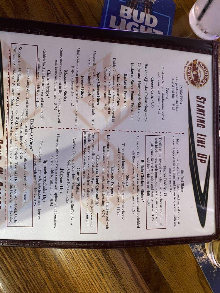 Menu at DaddyO's Grill pub & bar, Phoenix, W Thunderbird Rd