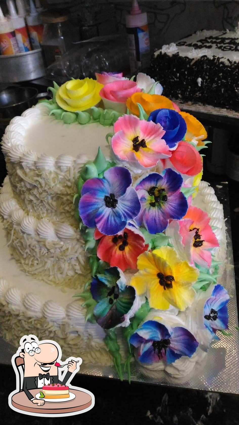 White Birthday Cake With Real Rose | bakehoney.com