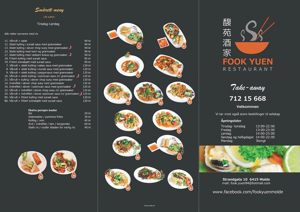 Menu at Fook Yuen restaurant, Molde