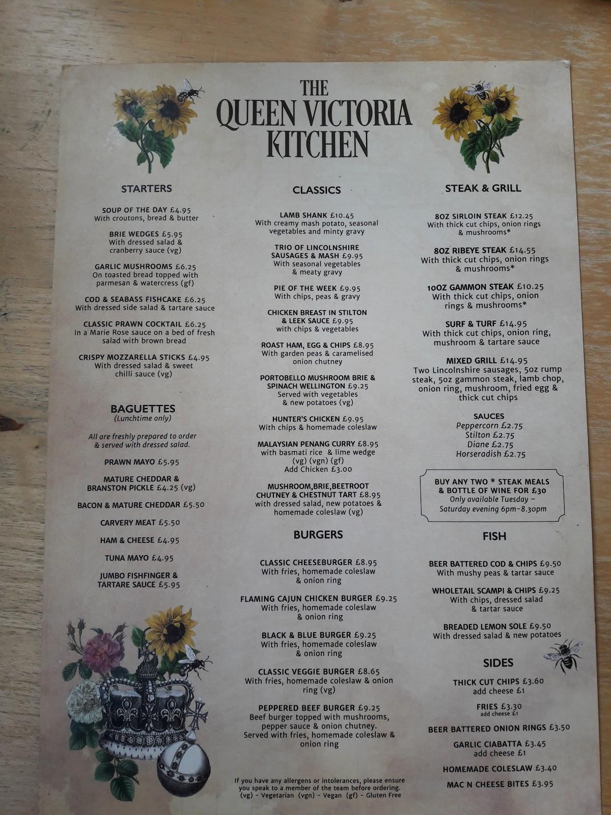 Menu at The Queen Victoria pub & bar, Syston