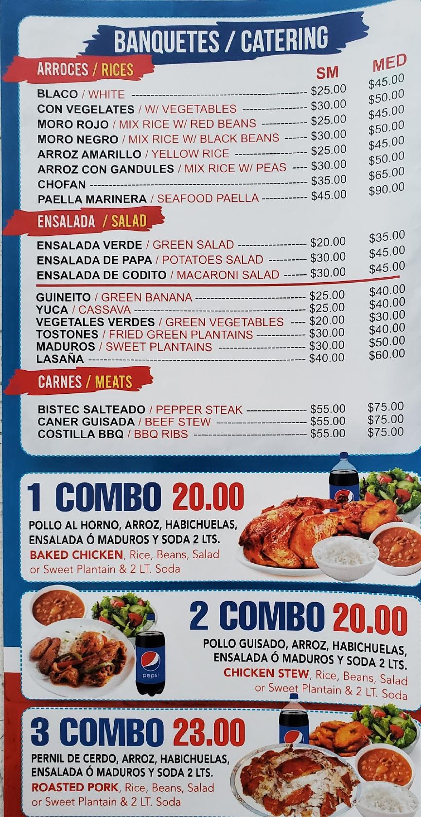 Menu at Sabor Tipico Dominicano Restaurant, Bridgeport