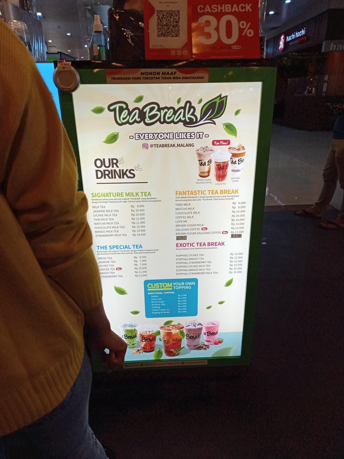 Carta de Tea Break MOG Malang, Malang