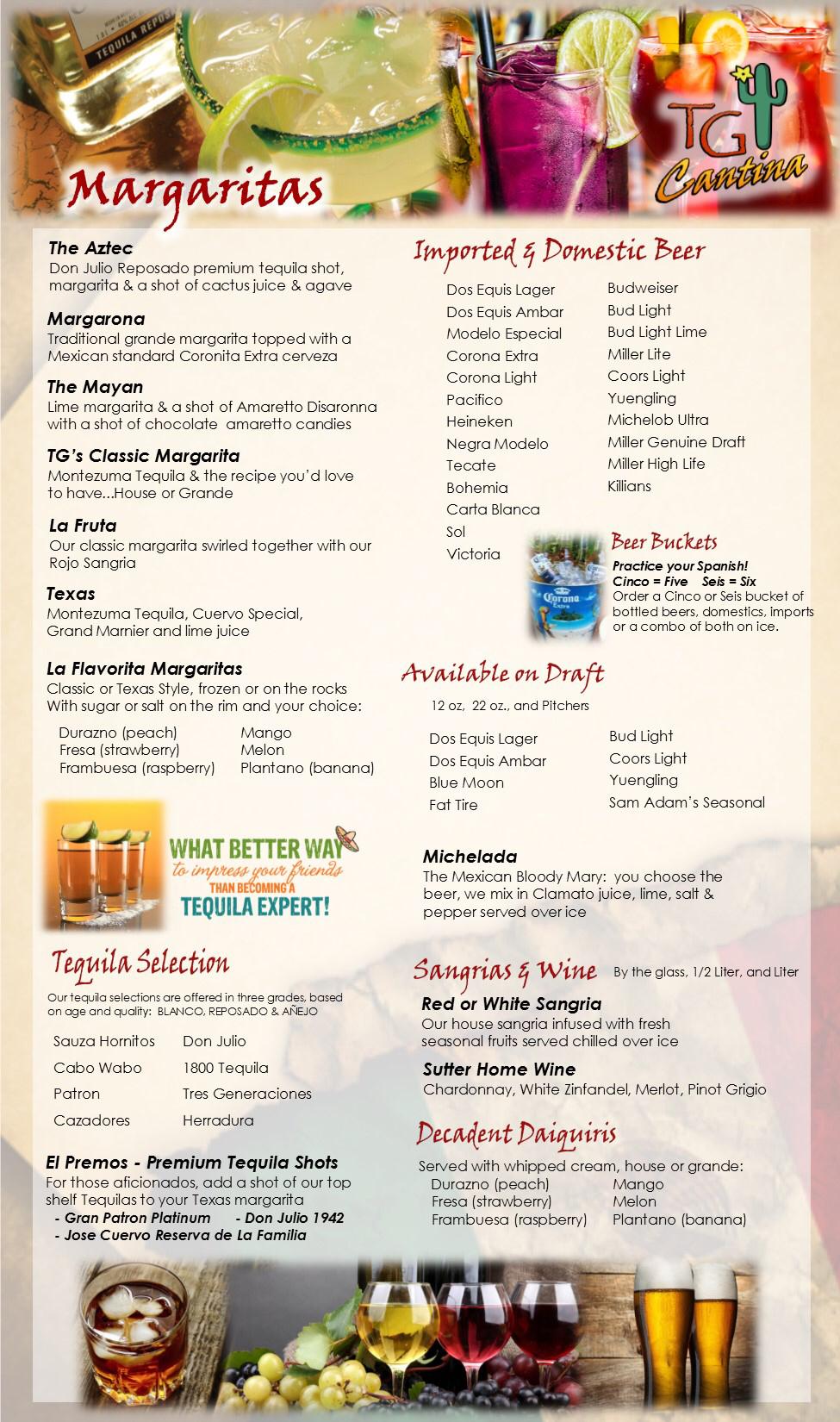 Menu at Tequila Grill & Cantina pub & bar, Charlotte Hall