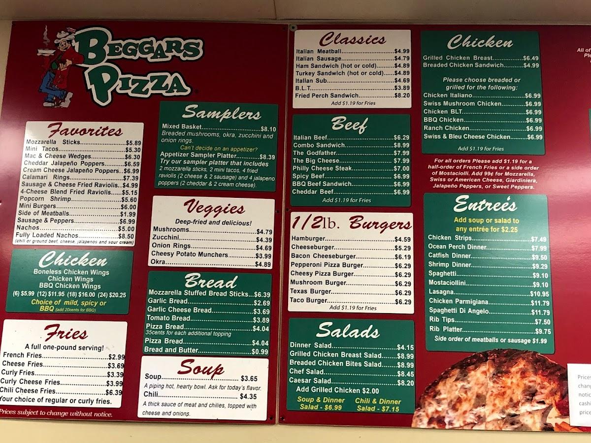 Menu at Beggars Pizza pizzeria, Harvey, 369 E 147th St