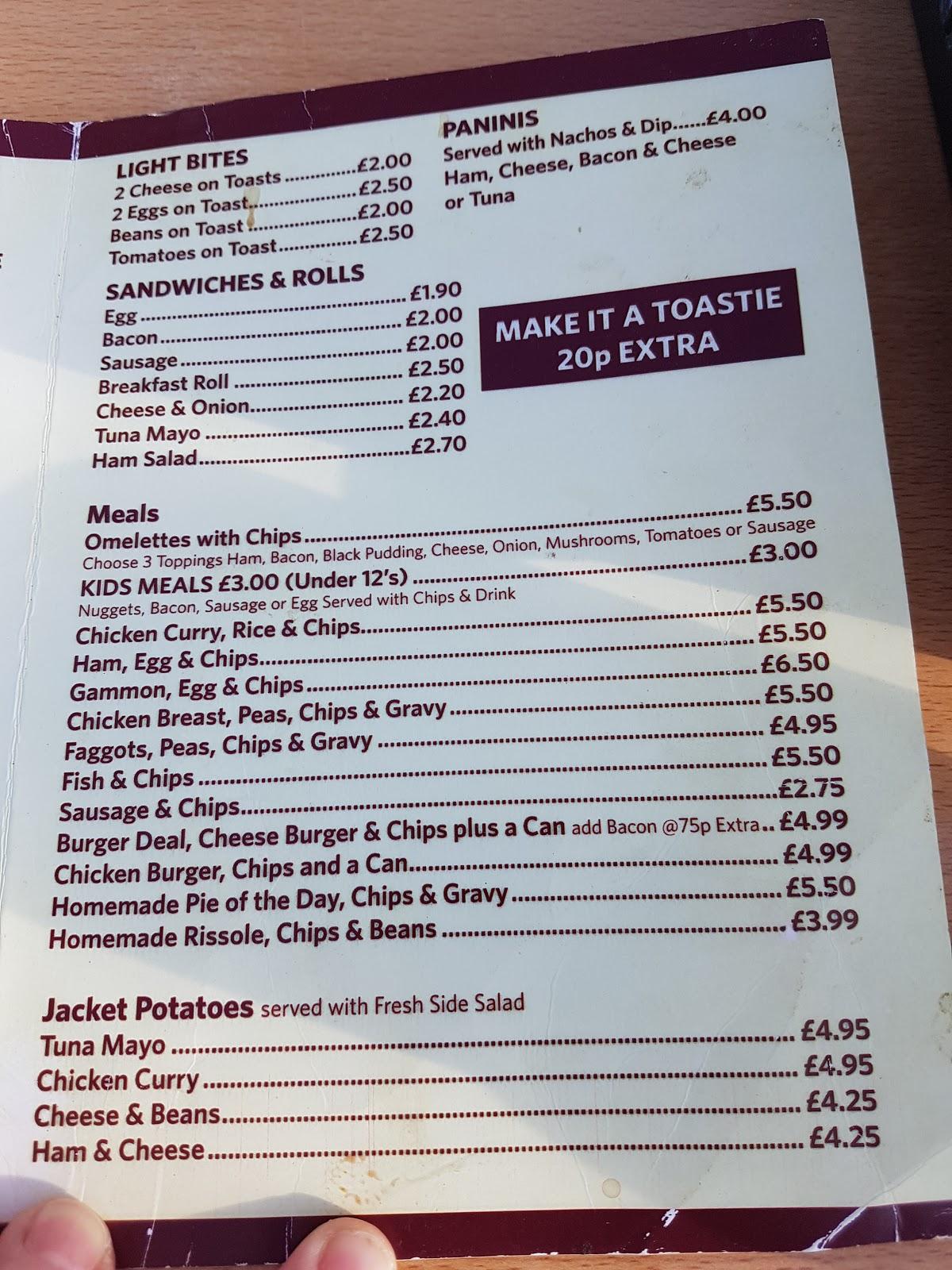 Menu at Bryn Breakfast cafe, Llanelli