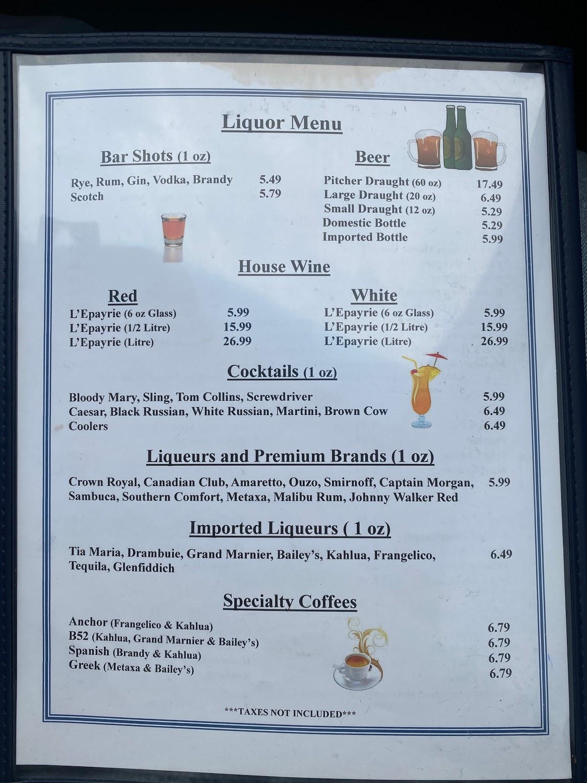 Menu at Anchor Family Restaurant,