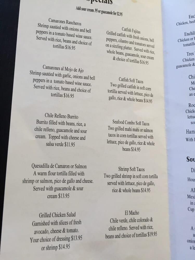 Menu at Casa Lupe restaurant, Sunnyvale