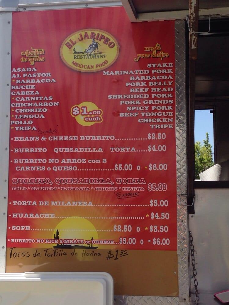 Menu at El Jaripeo, West Valley City, W 3500th S