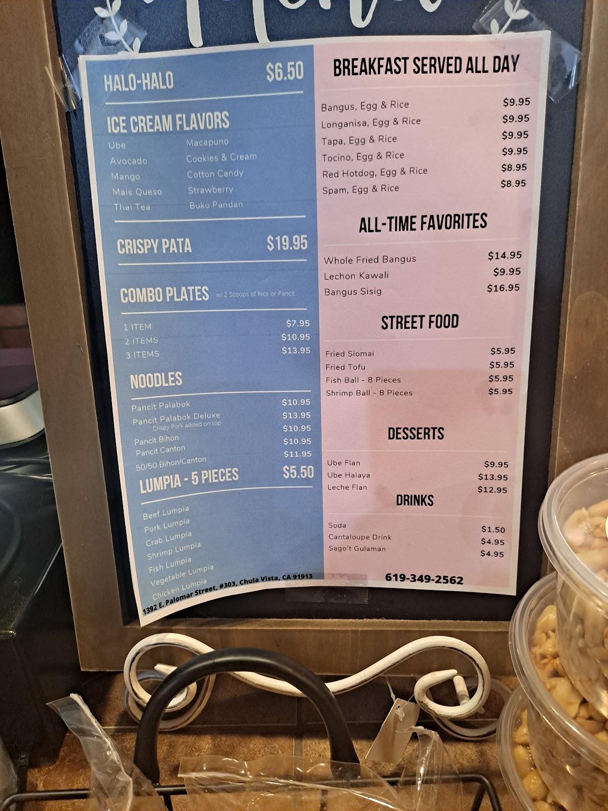 Carta de Halo Halo Cafe, Chula Vista, E Palomar St 303