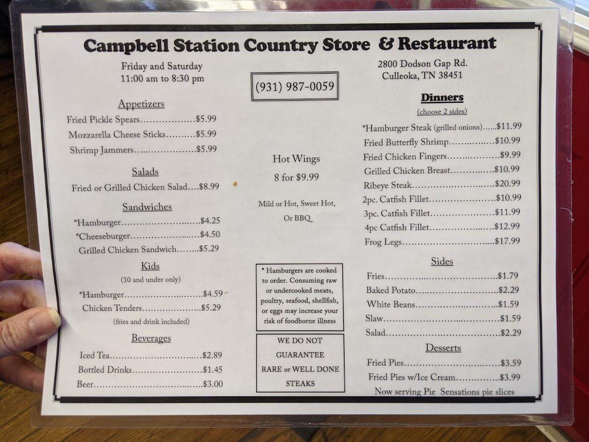 R7ae Campbell Station Country Store Restaurant Menu 2022 10 