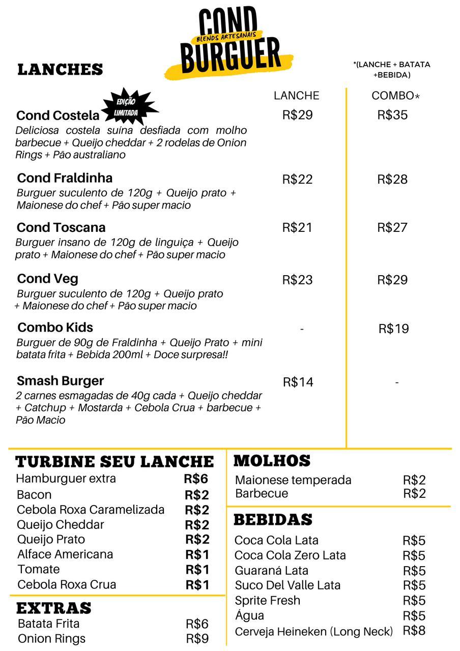 Menu Em Cond Burguer Restaurante S O Paulo