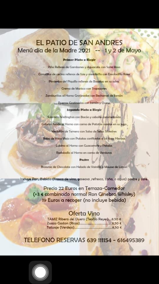 Carta de Restaurante El Patio de San Andrés, San Andrés del Rabanedo