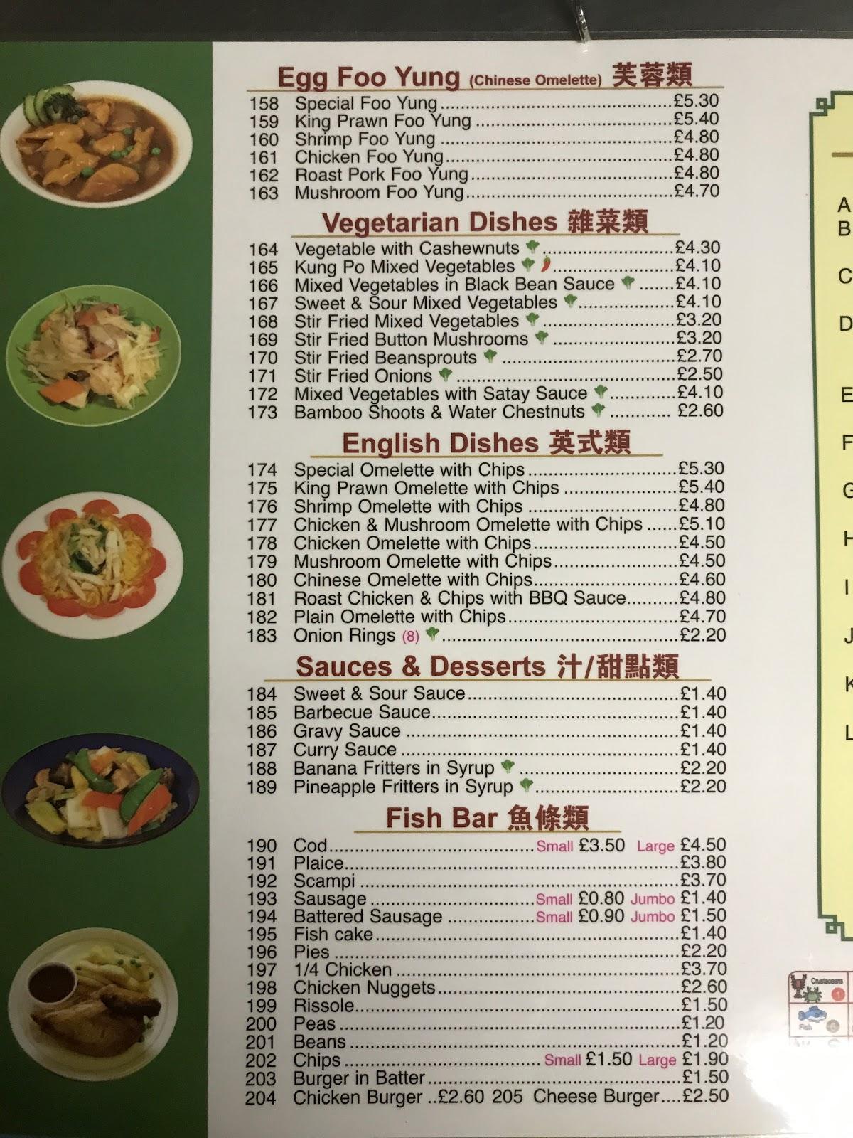 Menu at Golden Sun fast food, Blackwood
