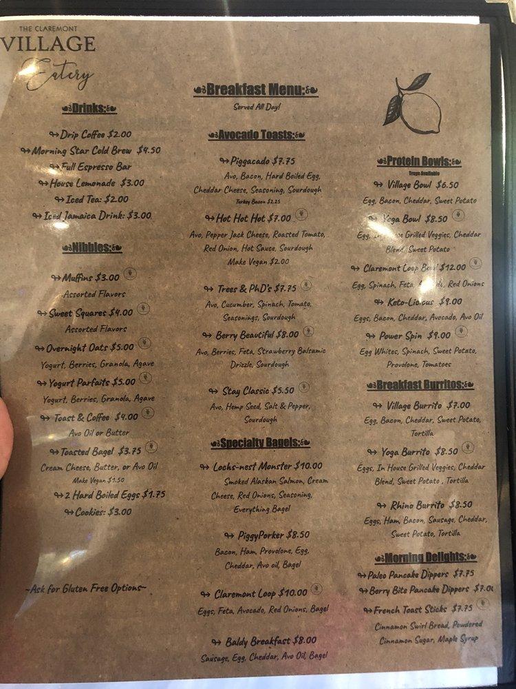 Carta del restaurante Claremont Village Eatery, Claremont