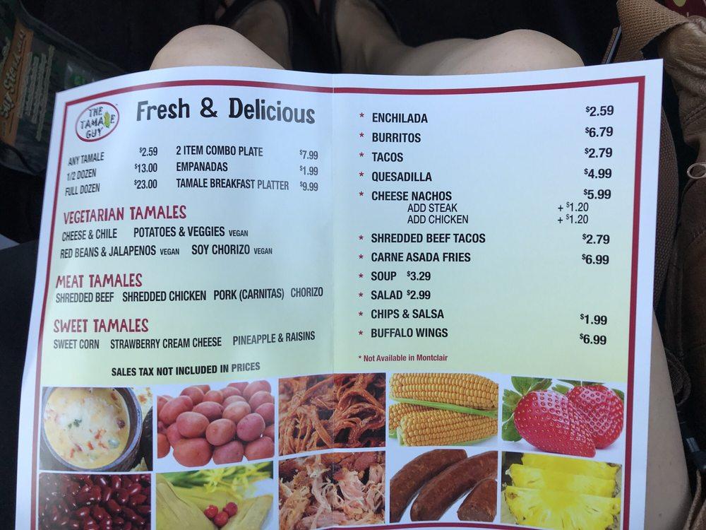 Menu at The Tamale Guy restaurant, Claremont