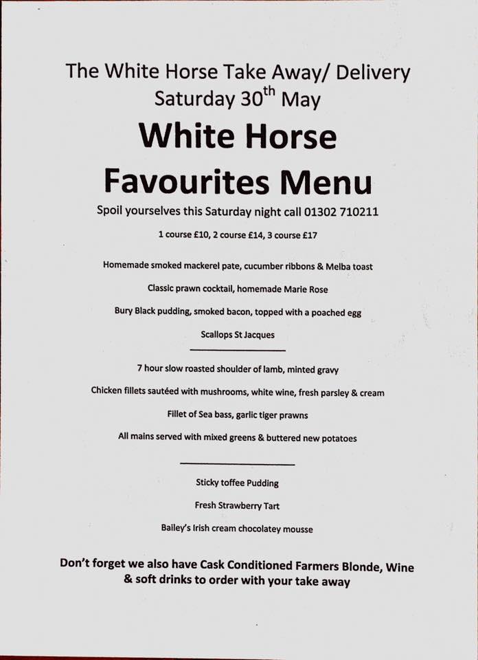 Menu at The White Horse Inn pub & bar, Auckley