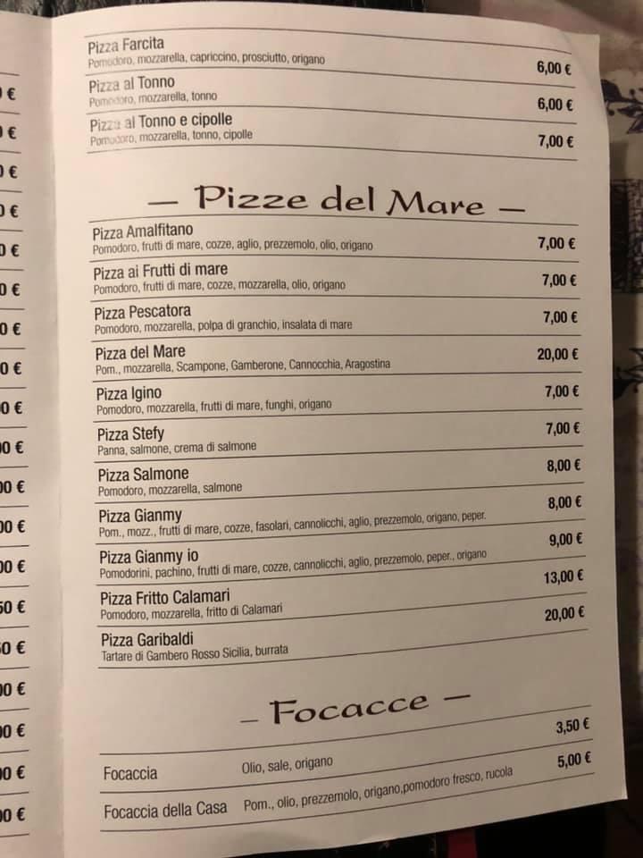 Menu Da Amalfitano Pizzeria Calcinate