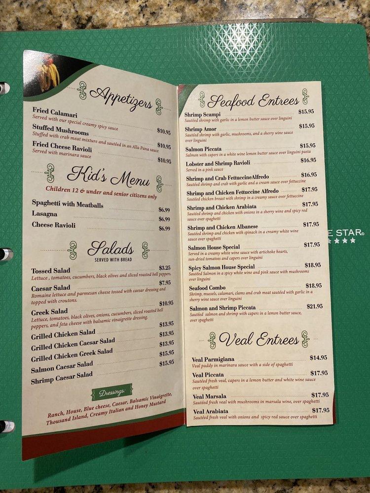 Menu at Pastafina desserts, Cave Springs, E Lowell Ave