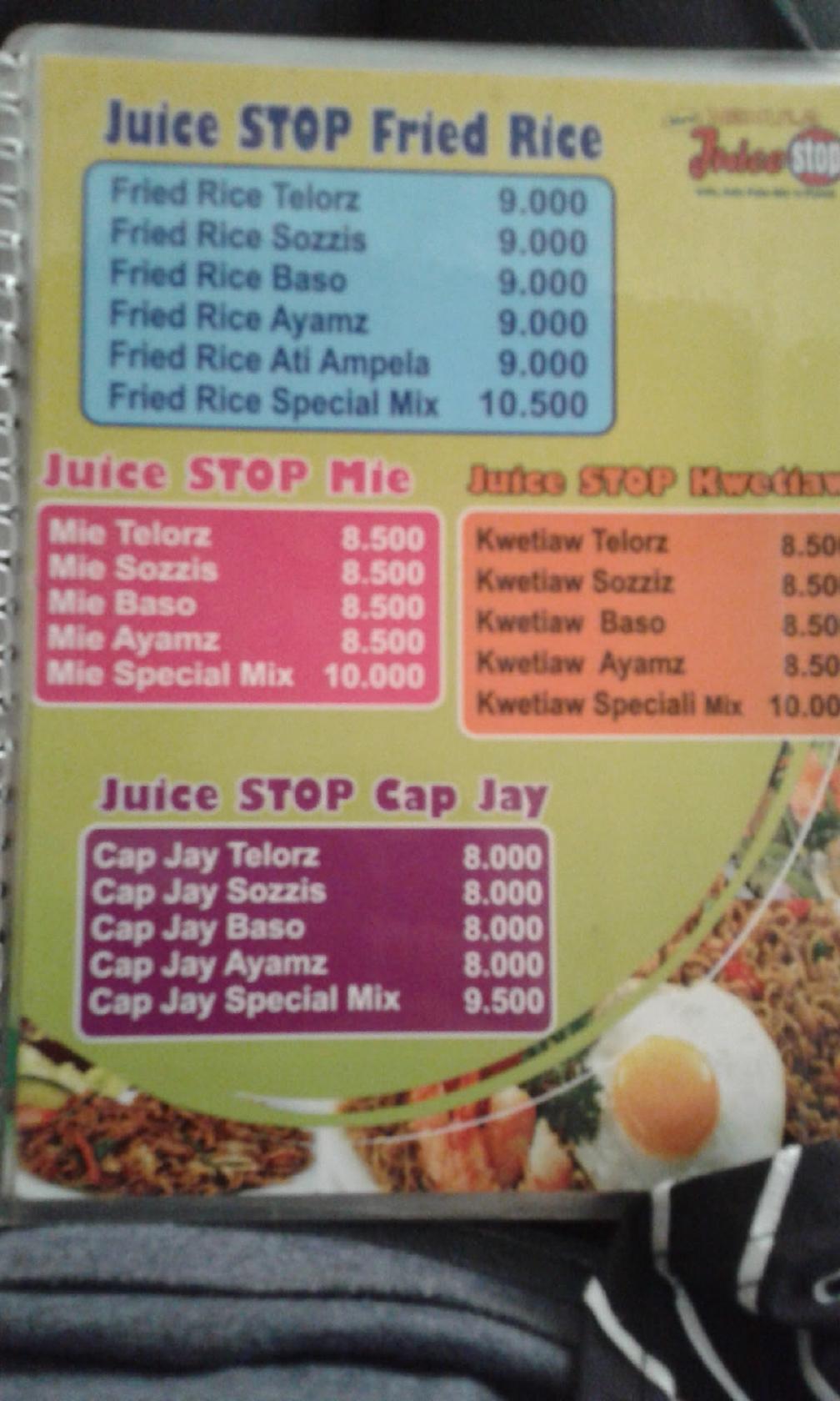 Menu at Juice Stop Nakula cafeteria, Semarang, Jl. Nakula Raya No.40
