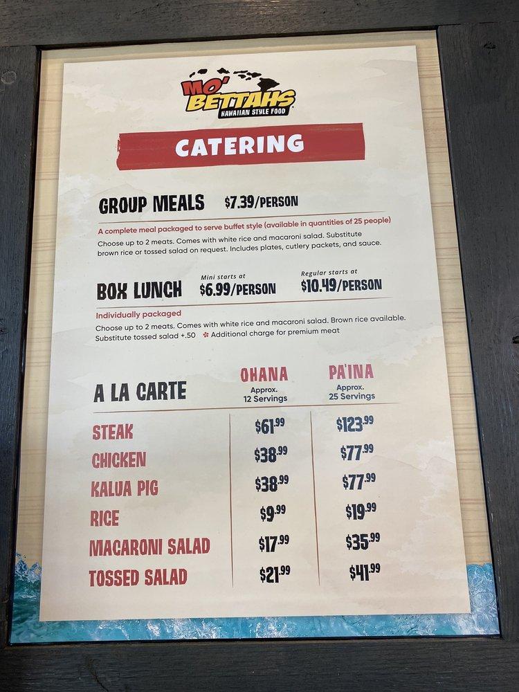 Menu at Mo' Bettahs Hawaiian Style Food restaurant, Layton