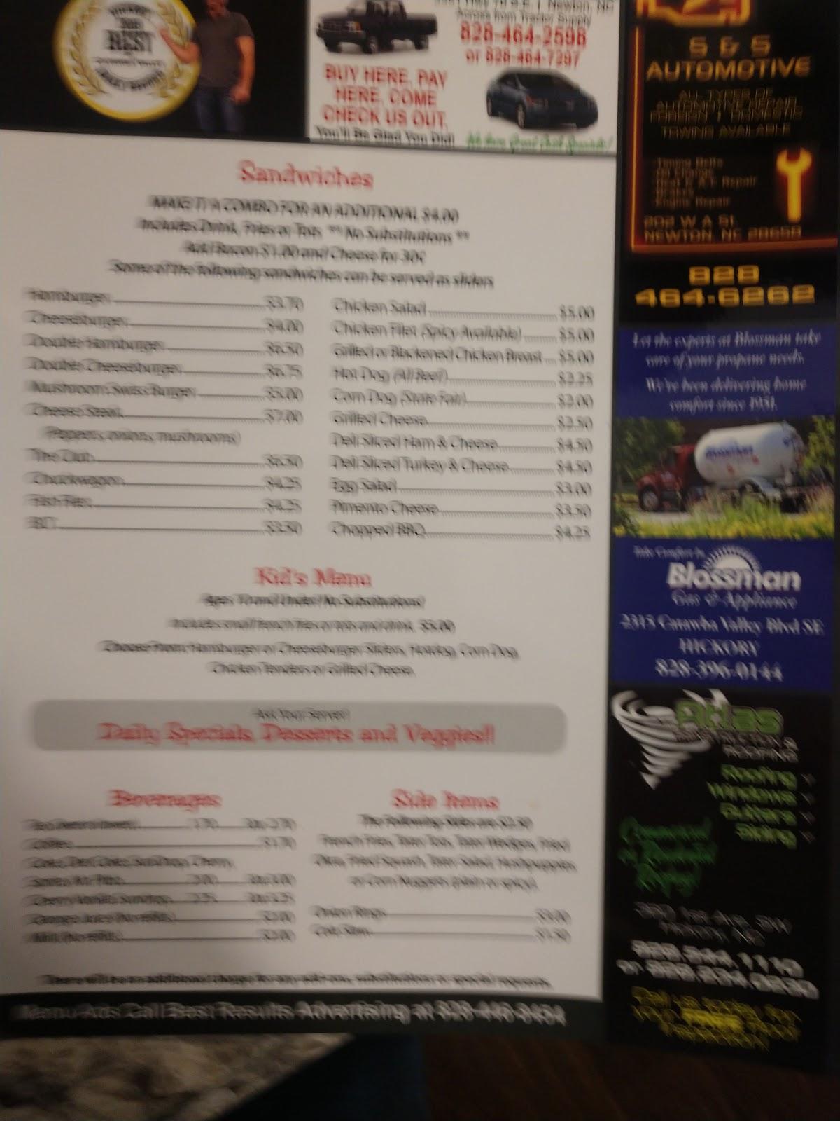 Menu at Sigmon's Grill restaurant, Conover, NC16