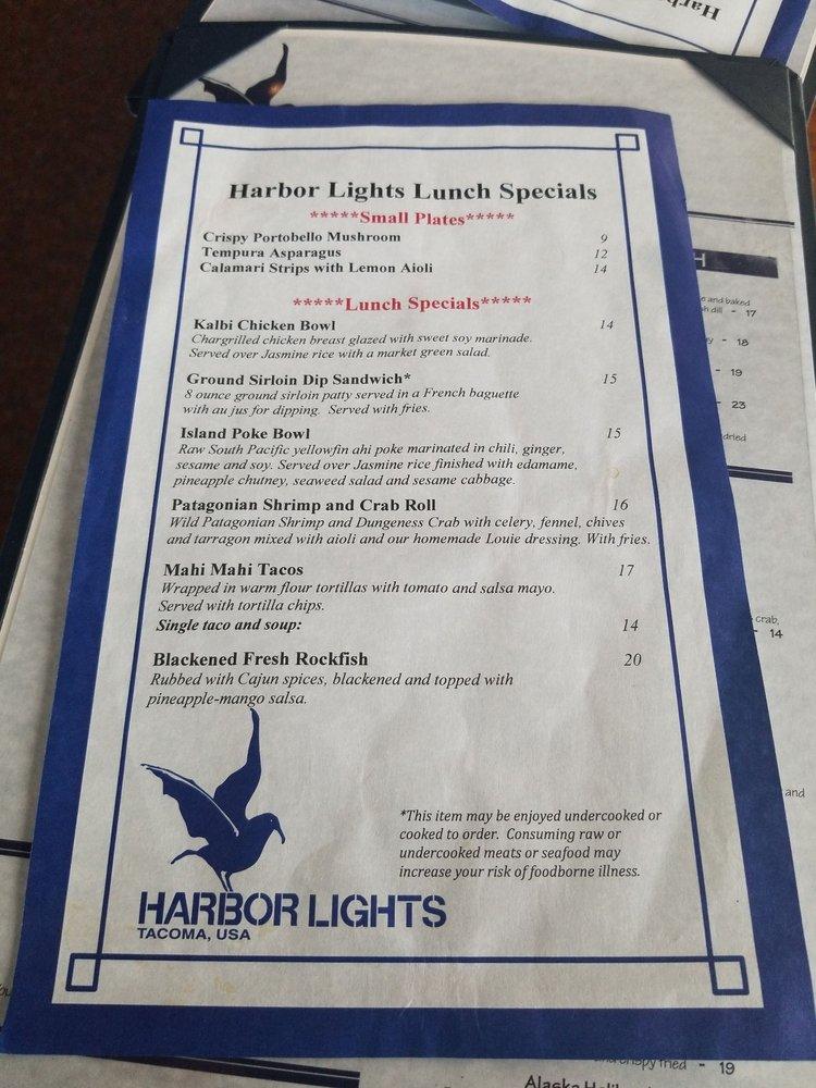 Menu at Harbor Lights pub & bar, Tacoma