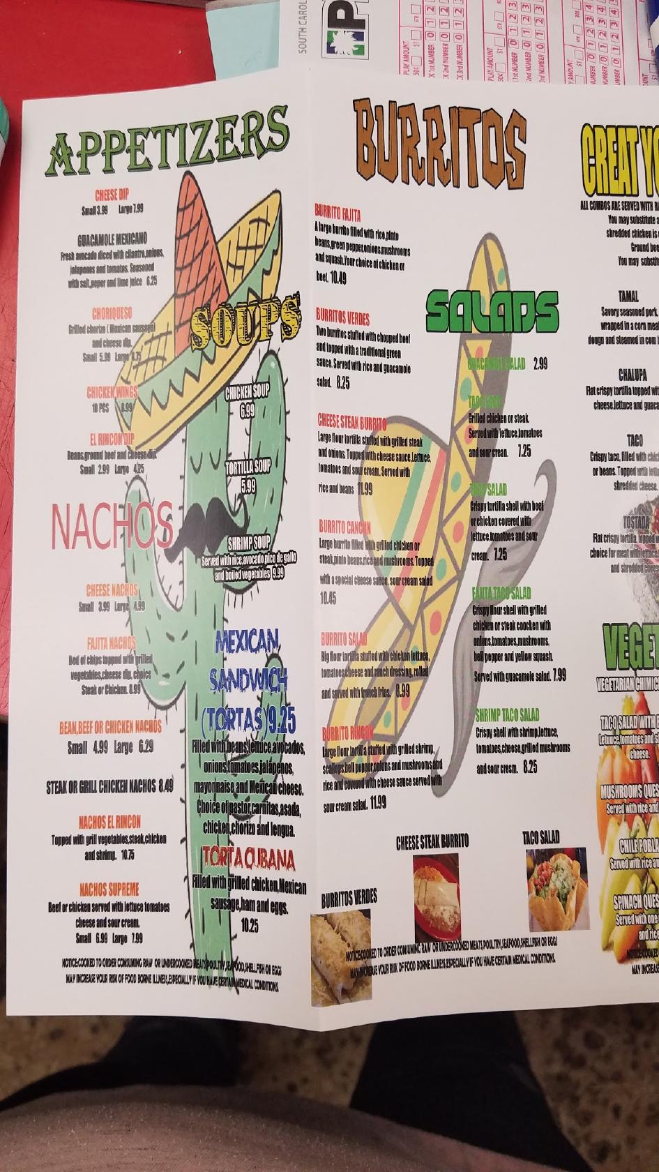 Menu at El Patron Mexican Restaurant, New Ellenton