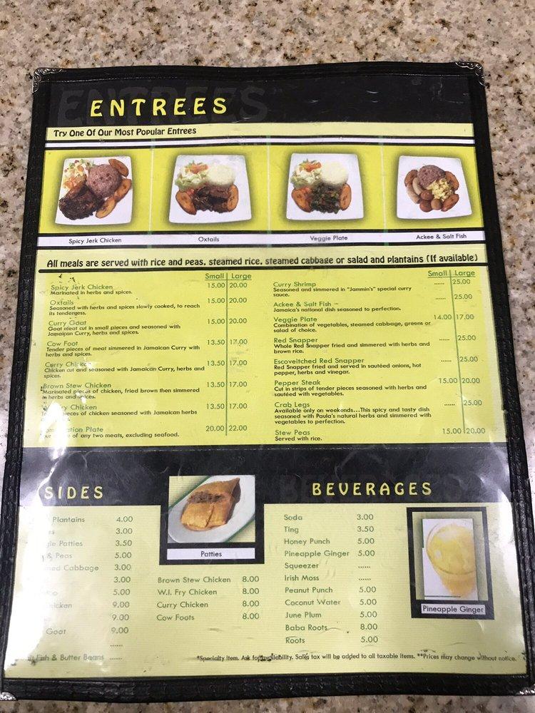 Menu at Wi Jammin restaurant, Los Angeles