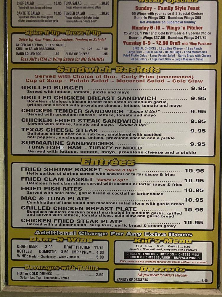 Menu at WingsNThings 290 restaurant, Houston, Northwest Fwy