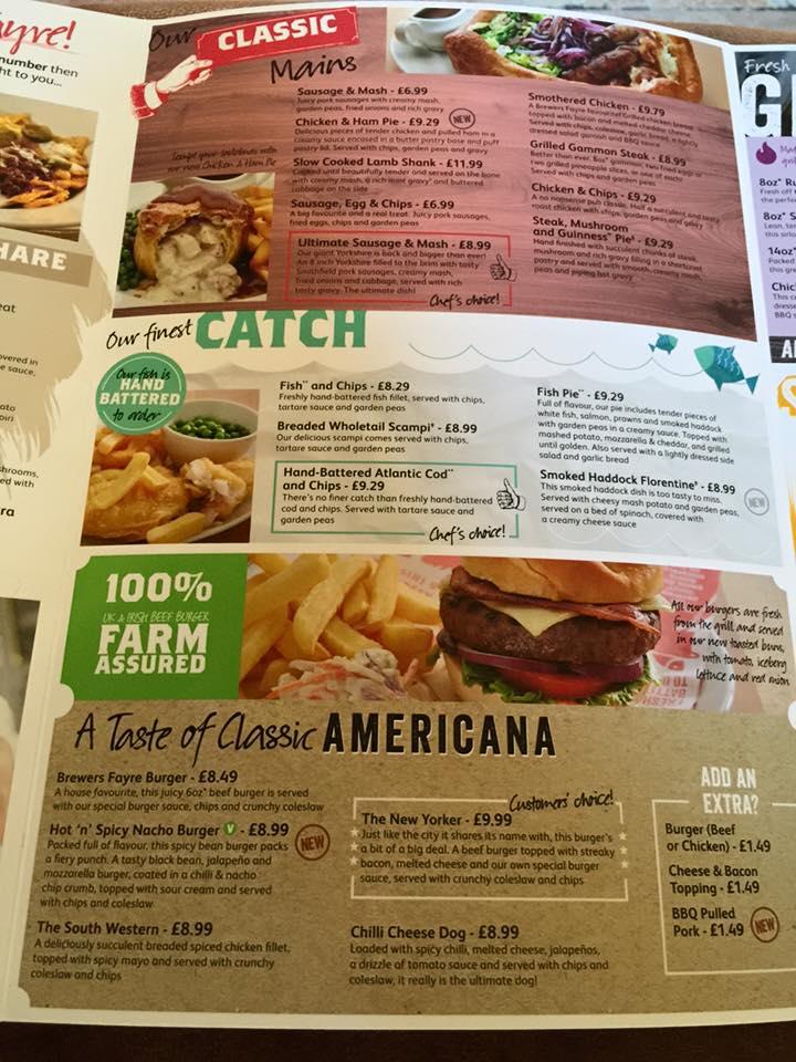 Menu at Bicester Brewers Fayre restaurant, Bicester