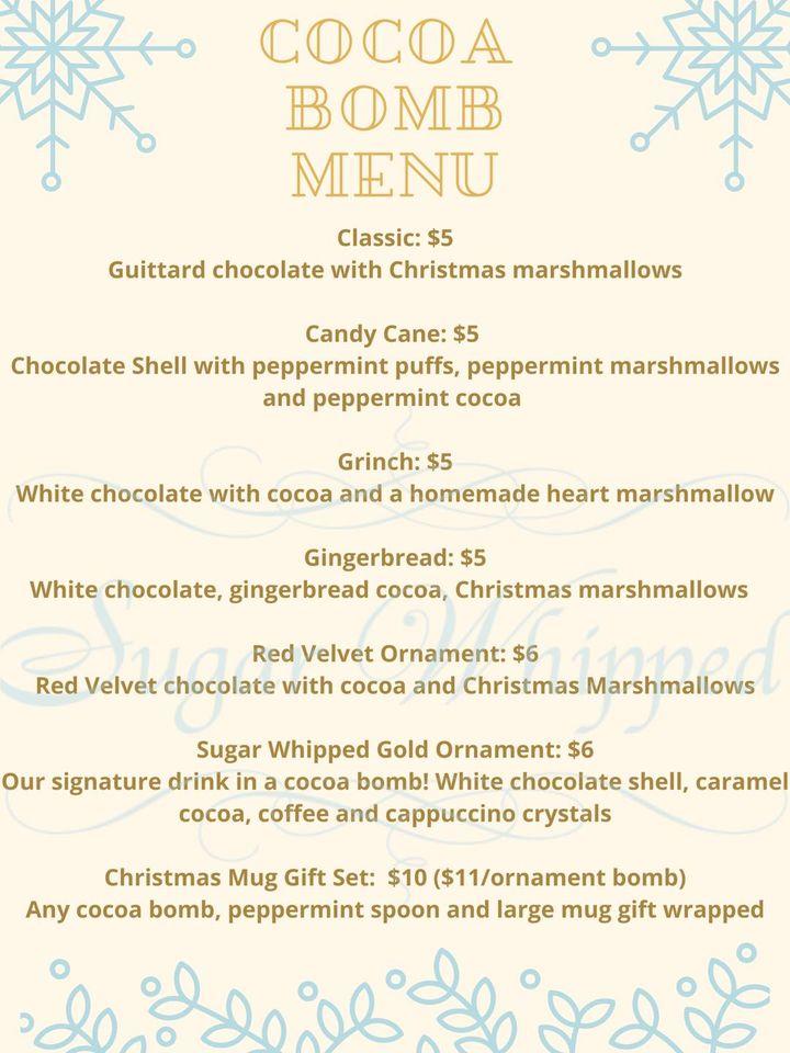 Menu at Sugar Whipped Bakery, Plattsburg